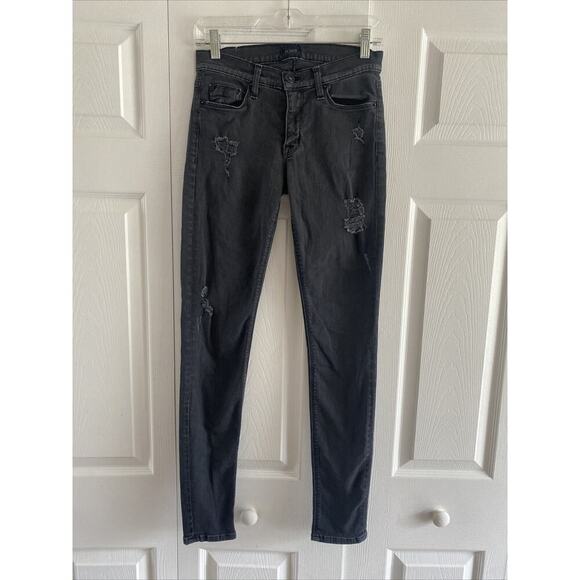 Hudson Women's 27 Krista Super Skinny Jeans Charcoal Gray Distressed Denim - Picture 1 of 6